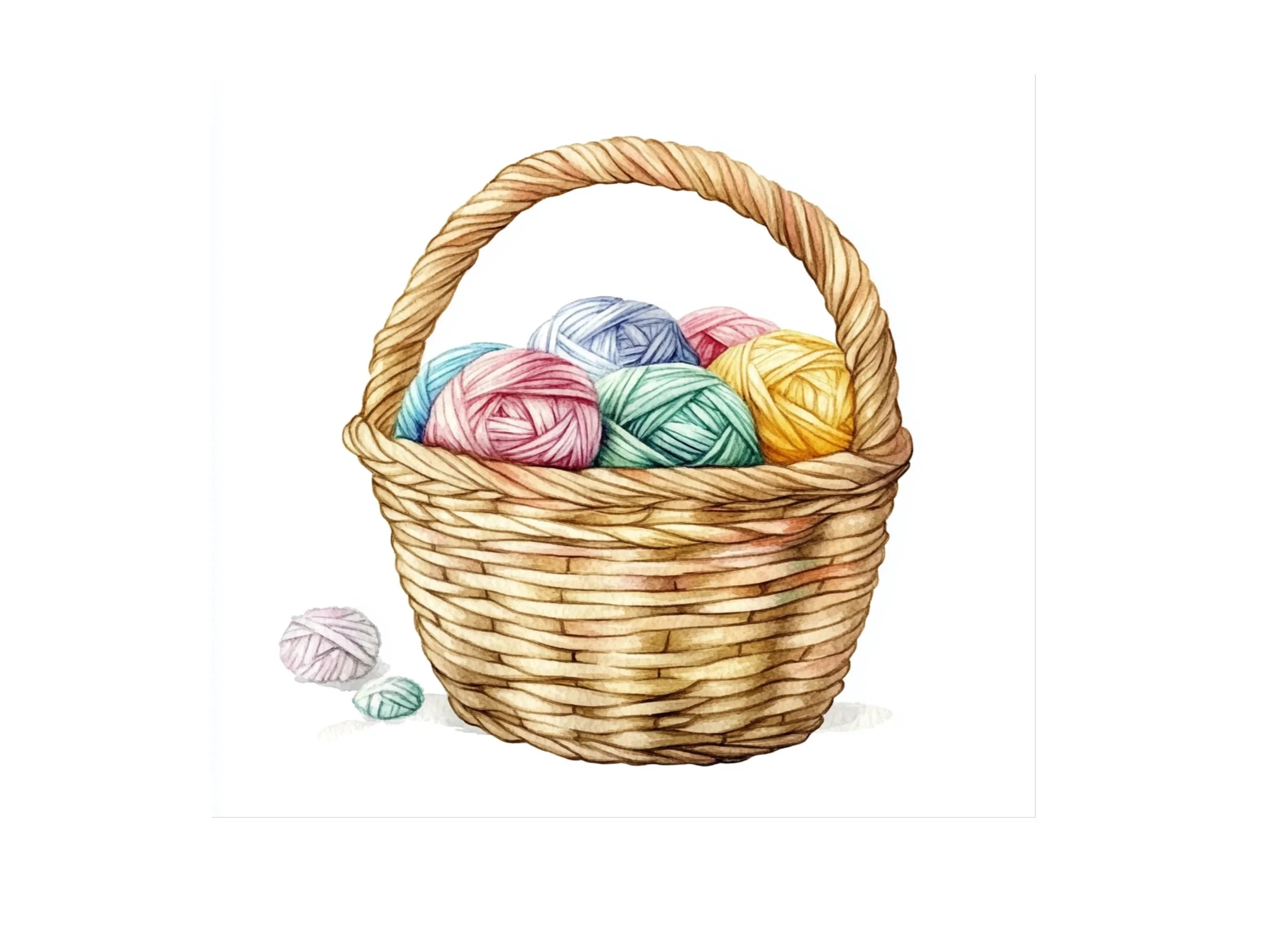Yarn Baskets Clipart Bundle