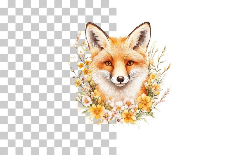 Folk Art Floral Fox Clipart Bundle - CraftNest - Digital Crafting and Art