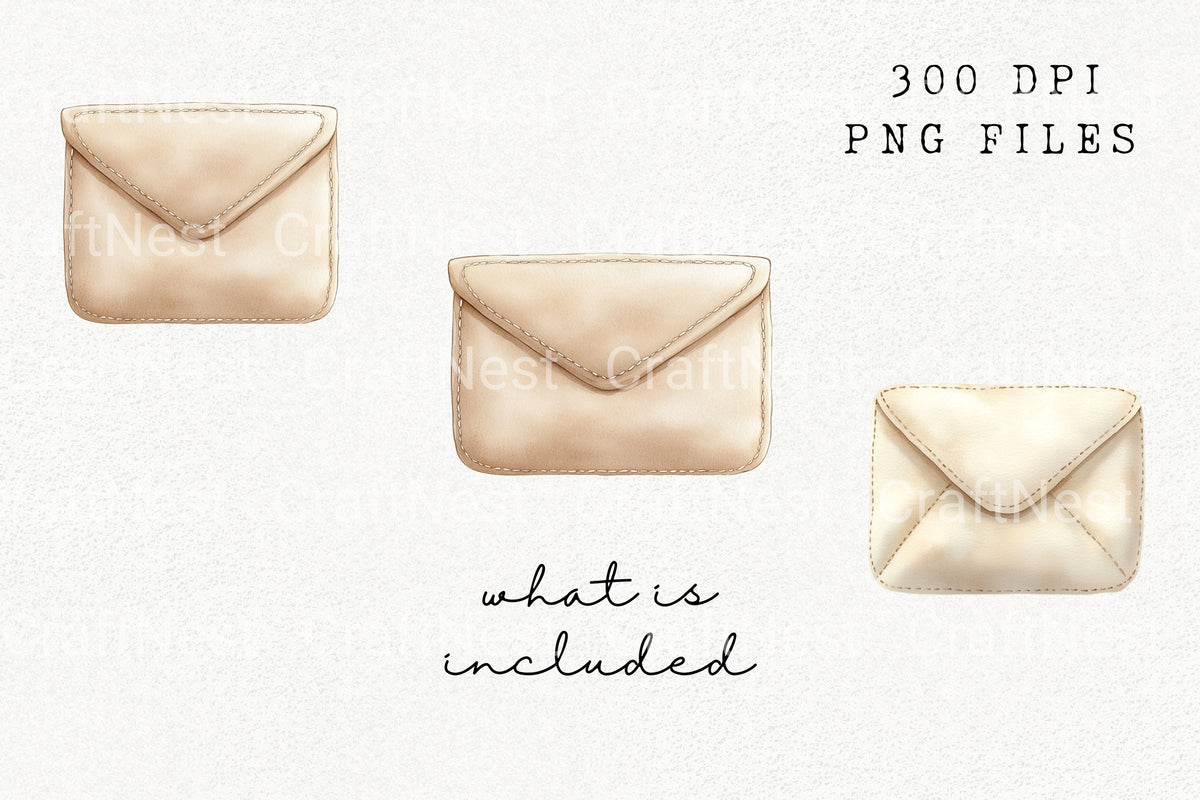 Vintage Stitched Envelope Clipart Bundle