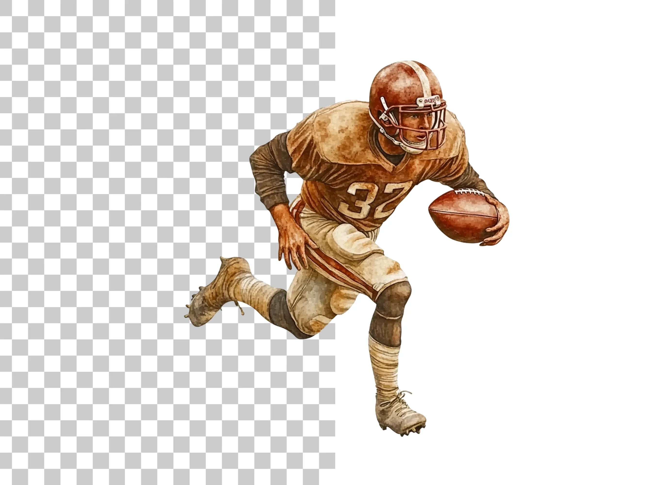 Retro Football Running Back Clipart Bundle