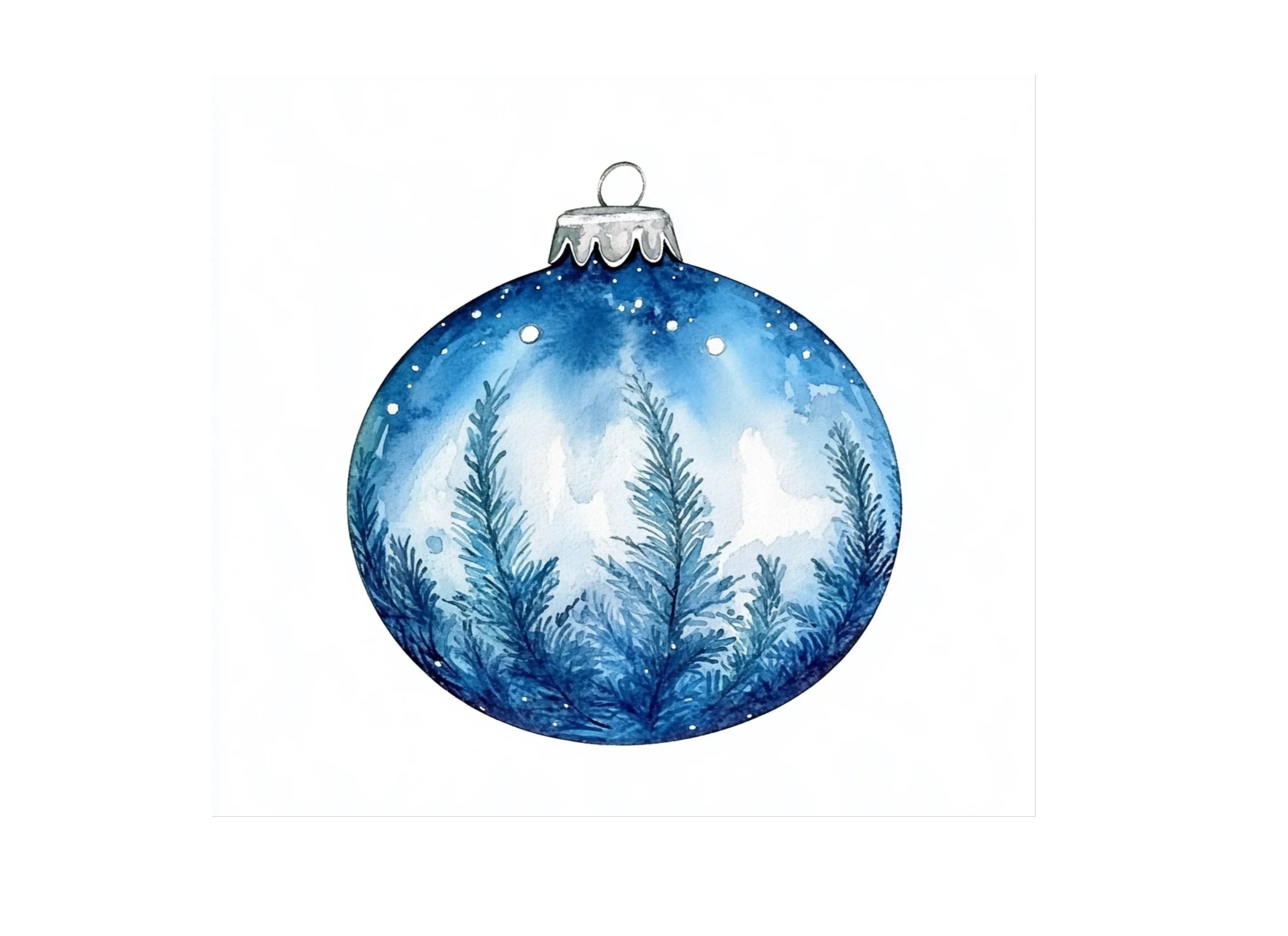 Blue Christmas Ornaments Clipart Bundle