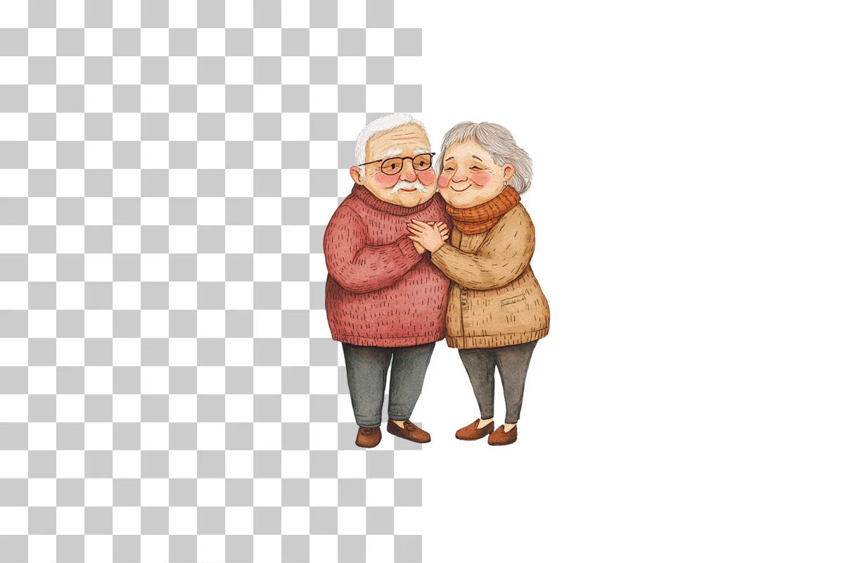 Elderly Couple in Love Clipart Bundle - CraftNest - Digital Crafting and Art