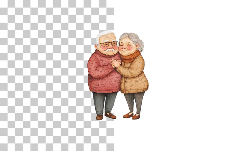 Elderly Couple in Love Clipart Bundle - CraftNest - Digital Crafting and Art