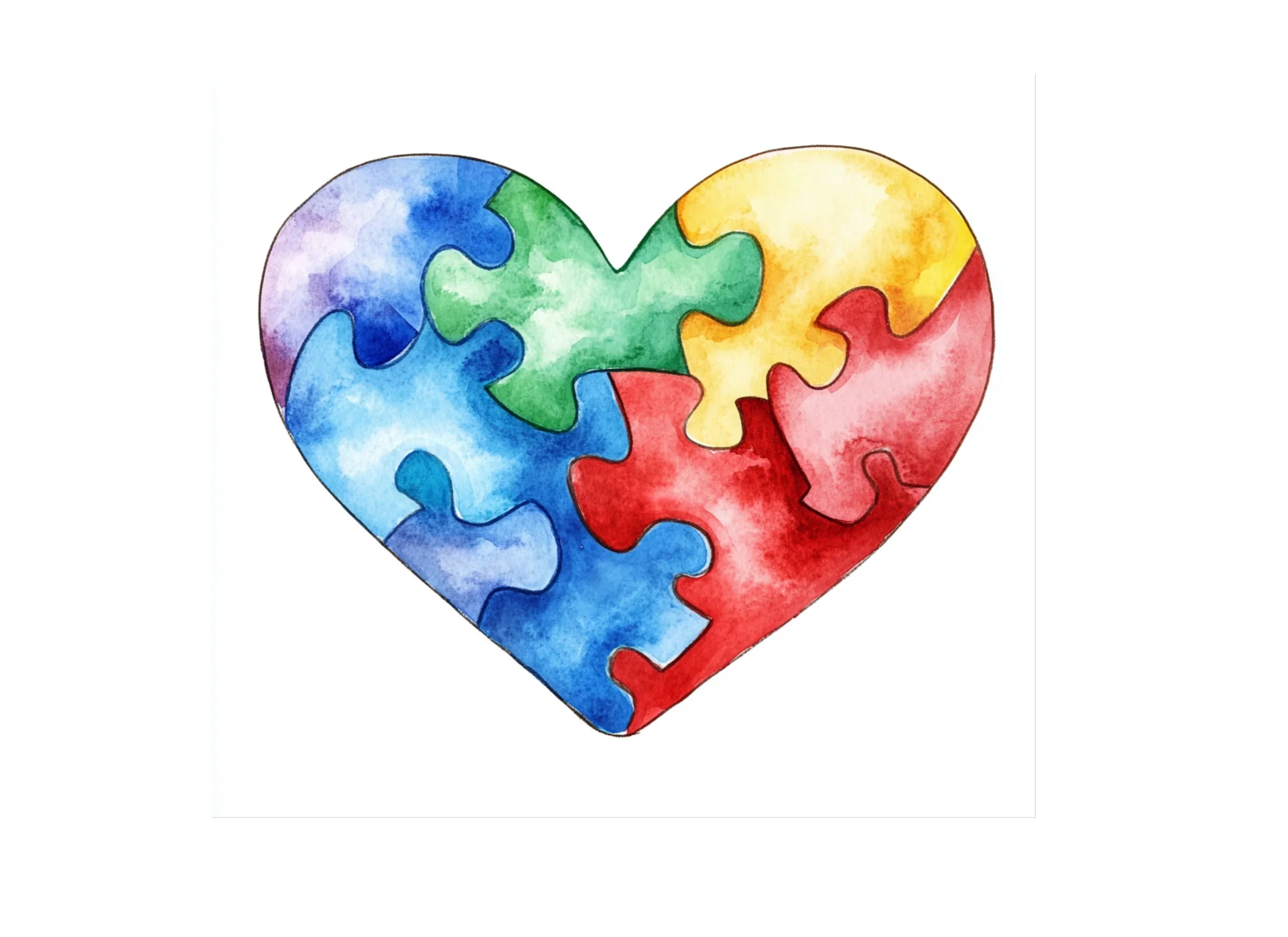 Colorful Puzzle Heart Clipart Bundle