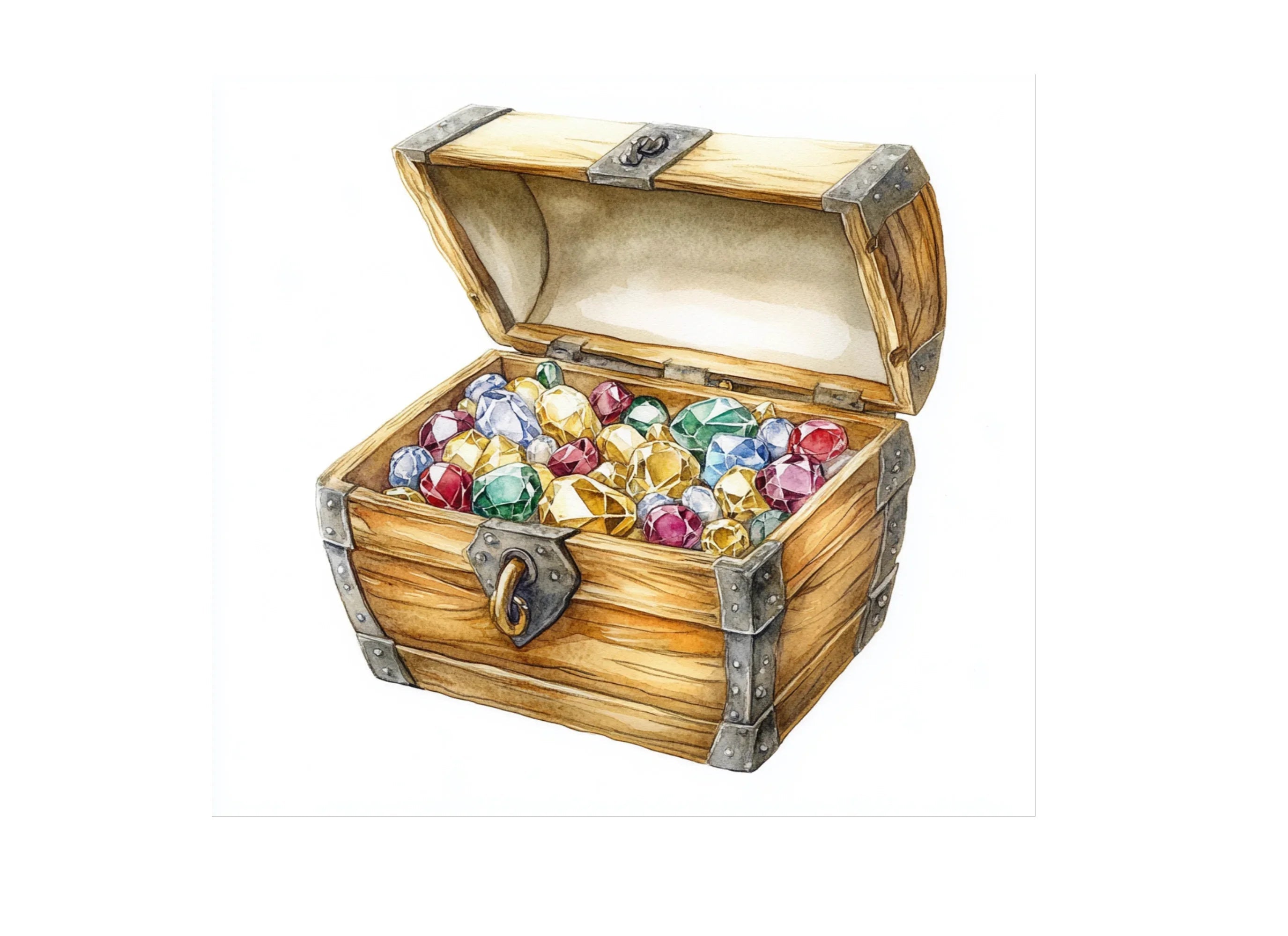 Vintage Treasure Chests with Jewels Clipart Bundle