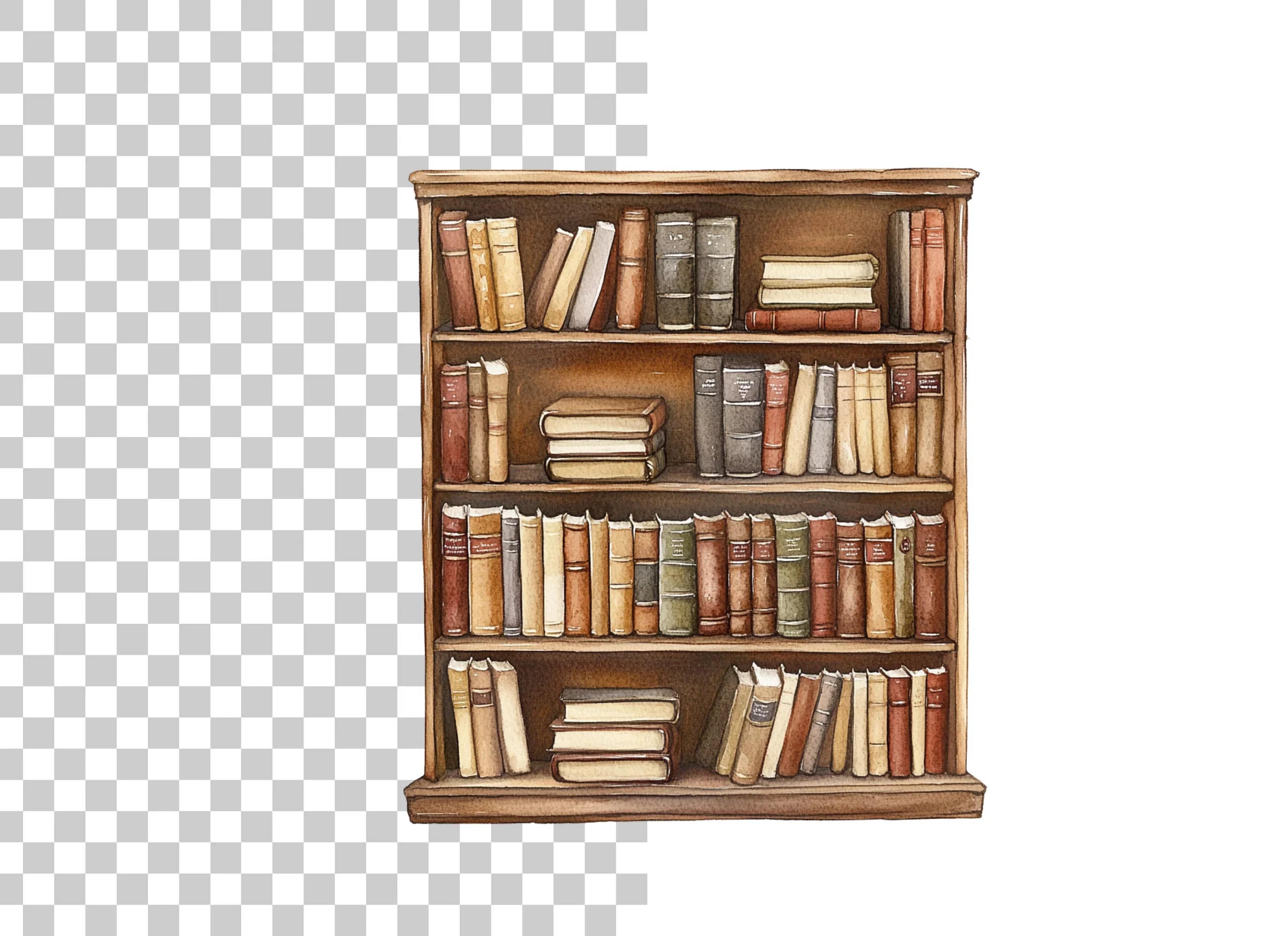 Vintage Bookshelf Clipart Bundle