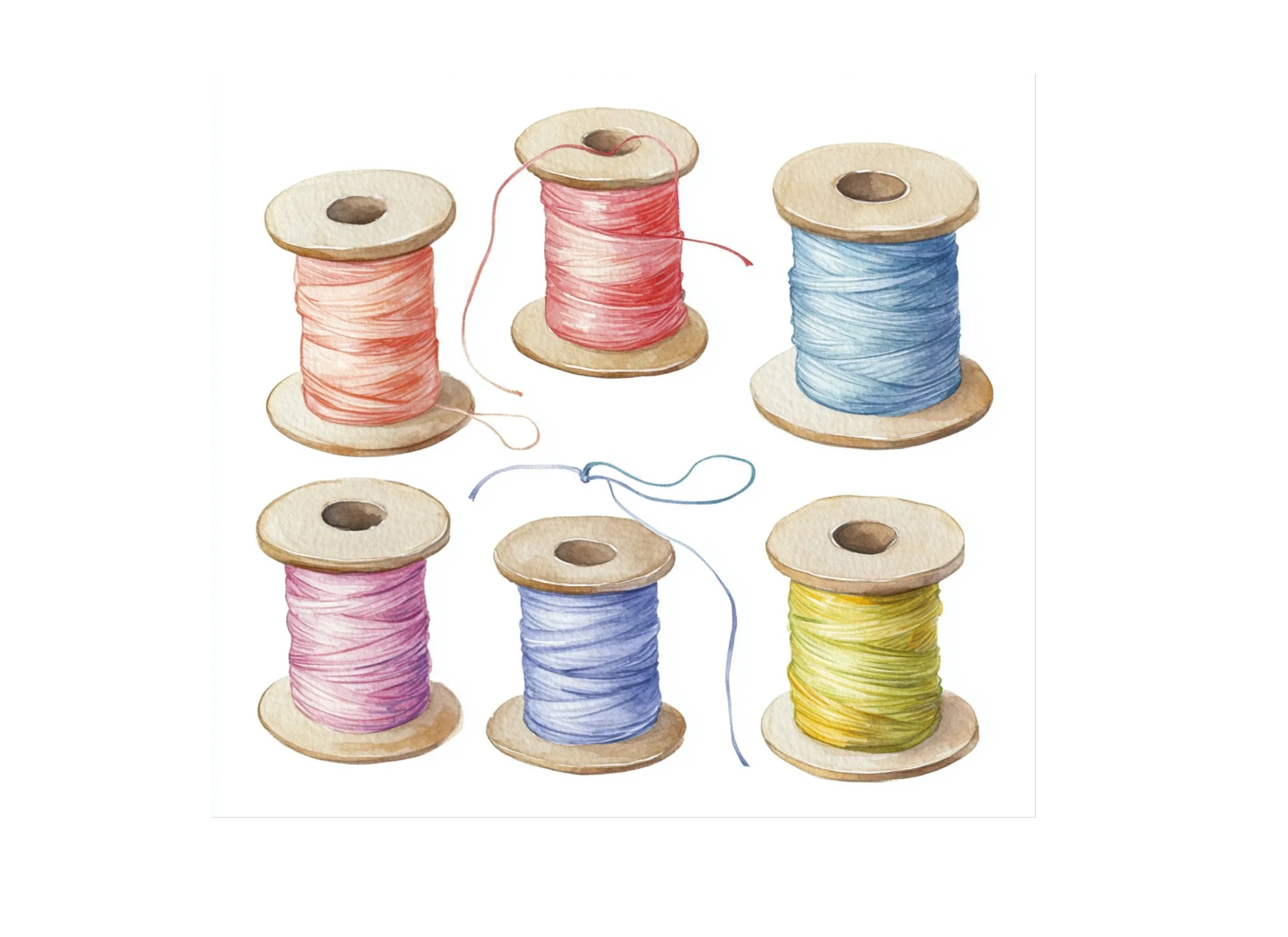 Colorful Sewing Thread Clipart Bundle