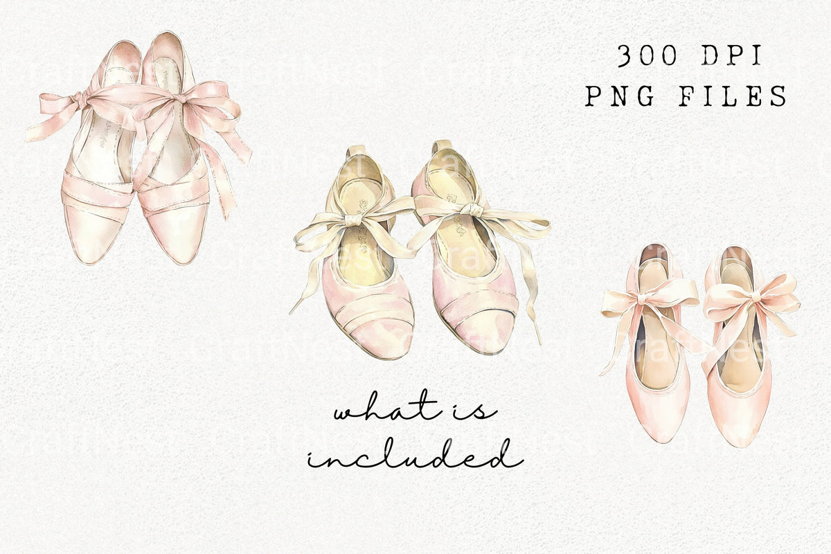 Ballerina Pointe Shoes Clipart Bundle