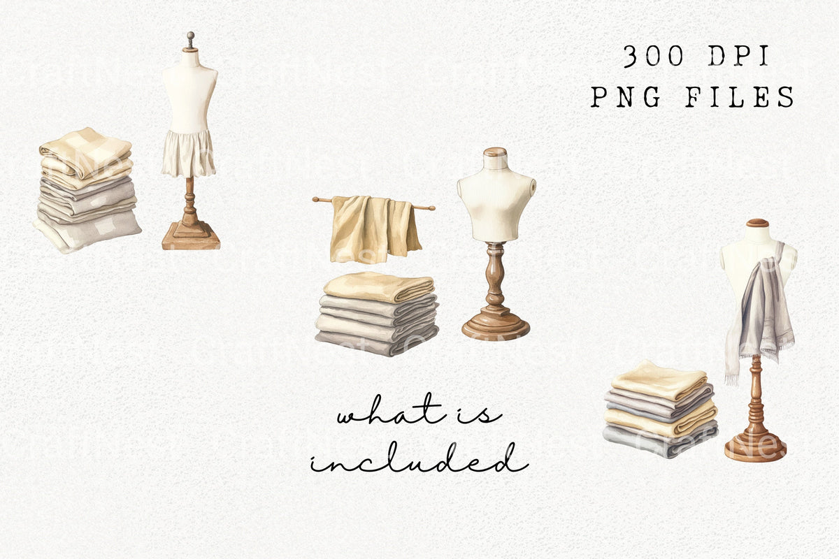 Textile And Mannequin Clipart Bundle