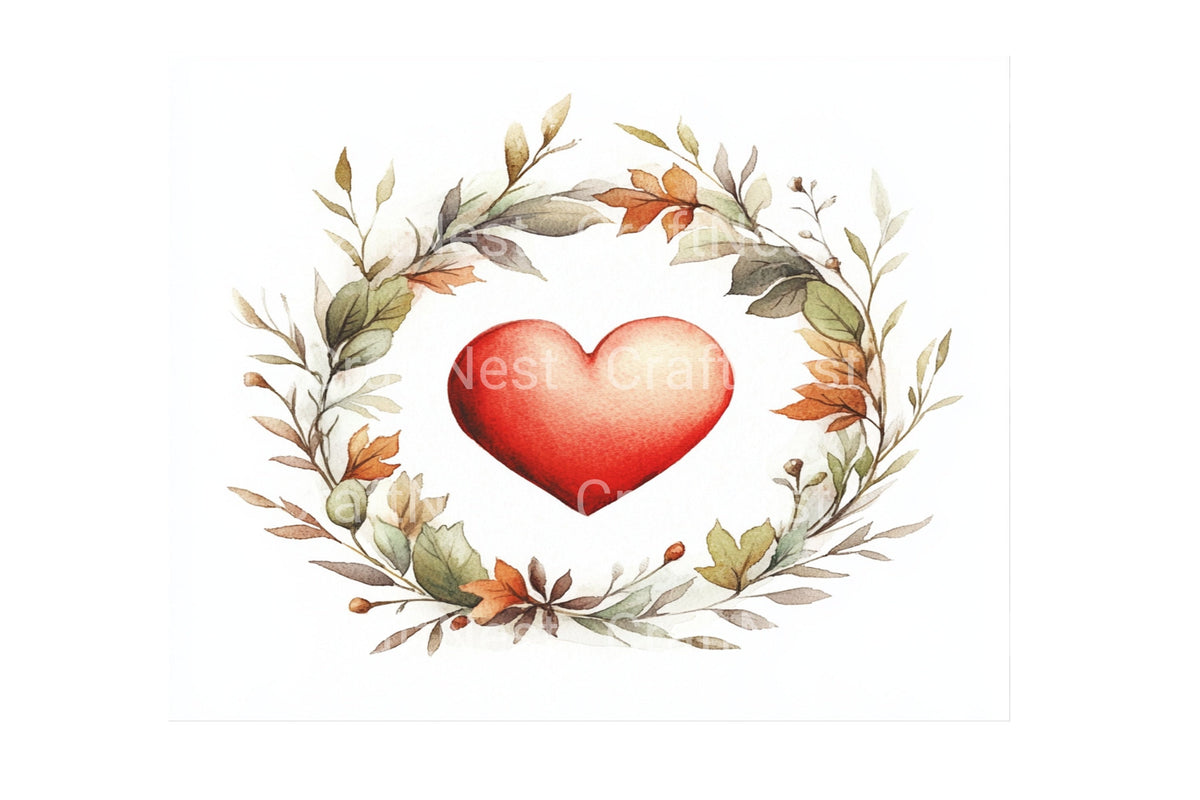 Autumn Heart Wreath Leaves Clipart Bundle