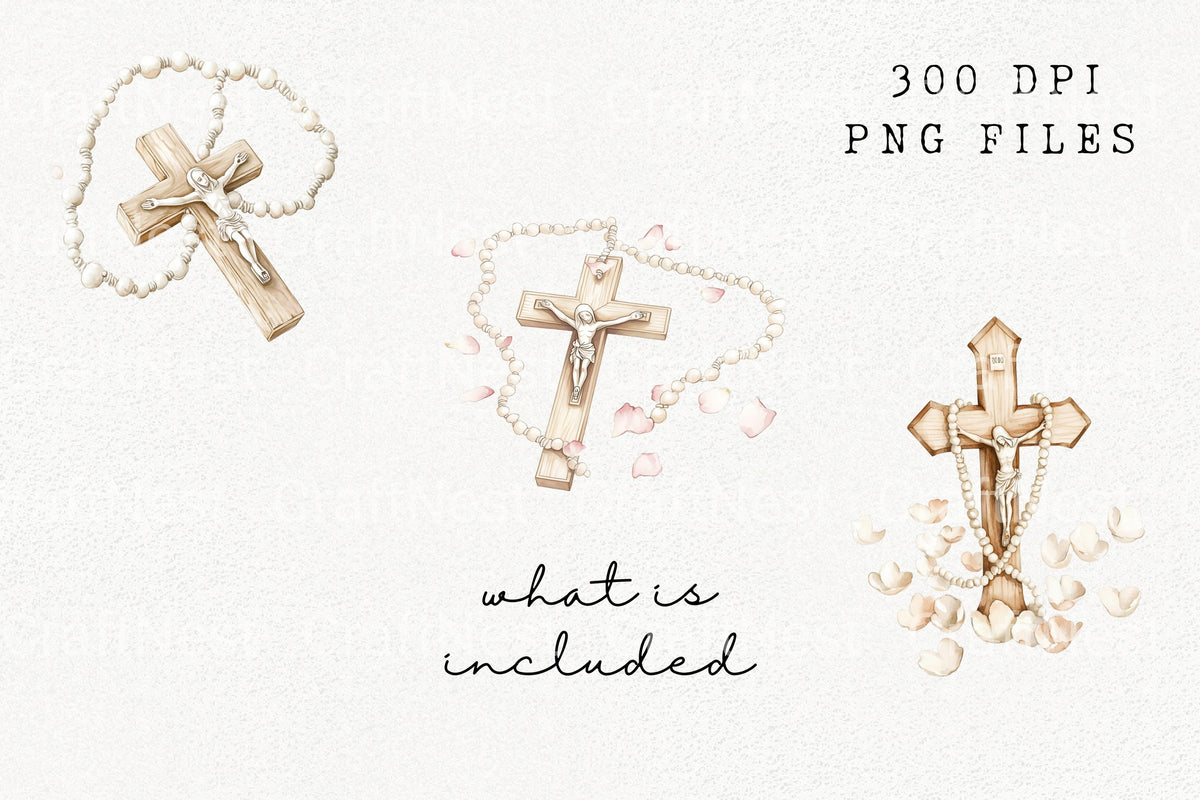 Holy Cross Rosary Clipart Bundle