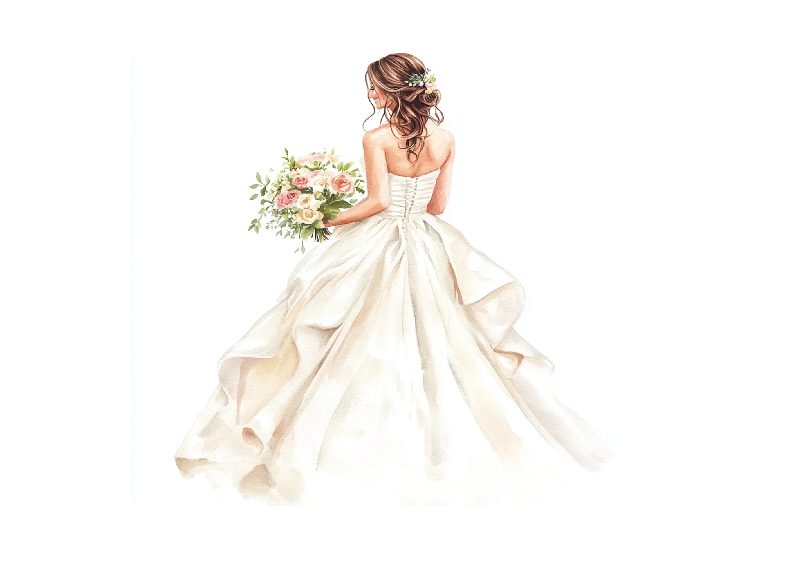 Elegant Bride Wedding Dress Clipart Bundle