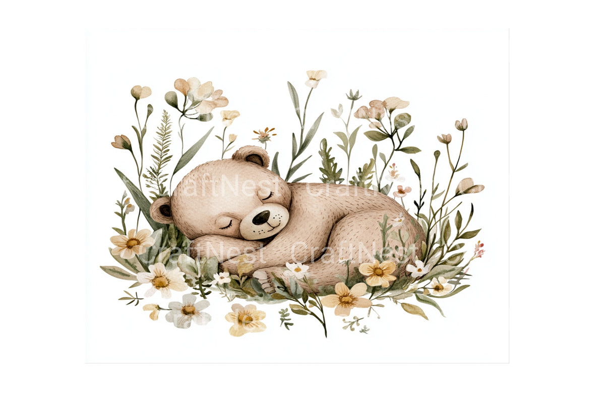 Sleeping Baby Bear Designs Clipart Bundle