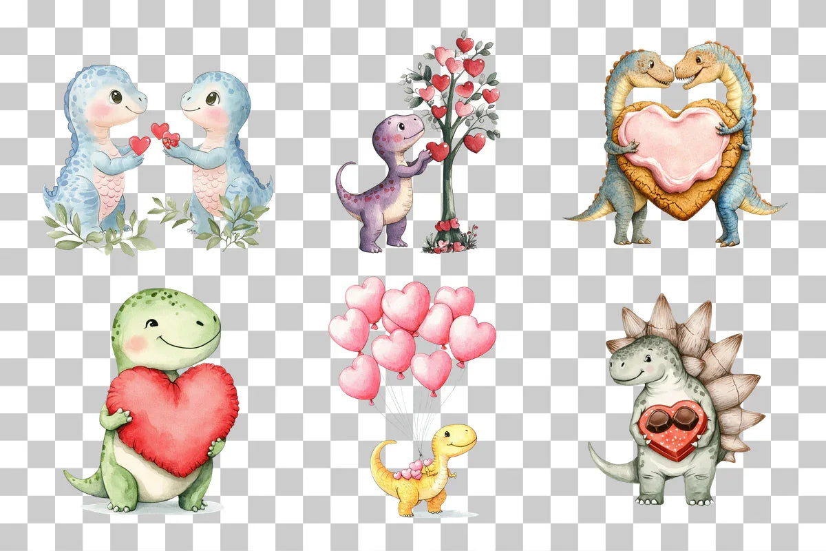 Cute Dino Valentine's Day Clipart Bundle - CraftNest - Digital Crafting and Art