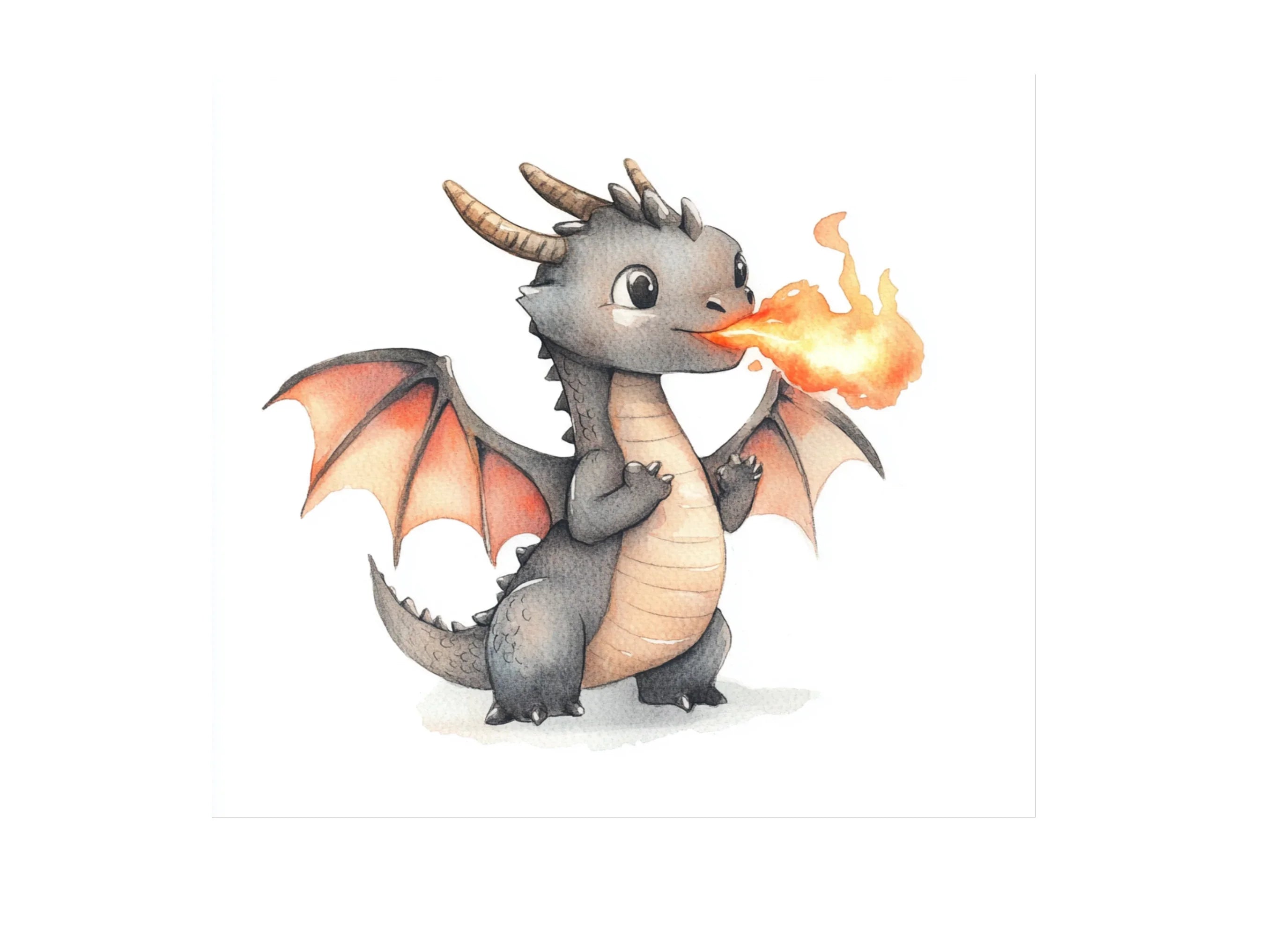 Cute Baby Dragon Fire Breathing Clipart Bundle