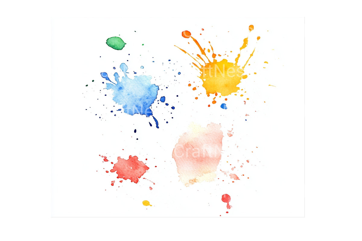 Colorful Paint Splatters Clipart Bundle