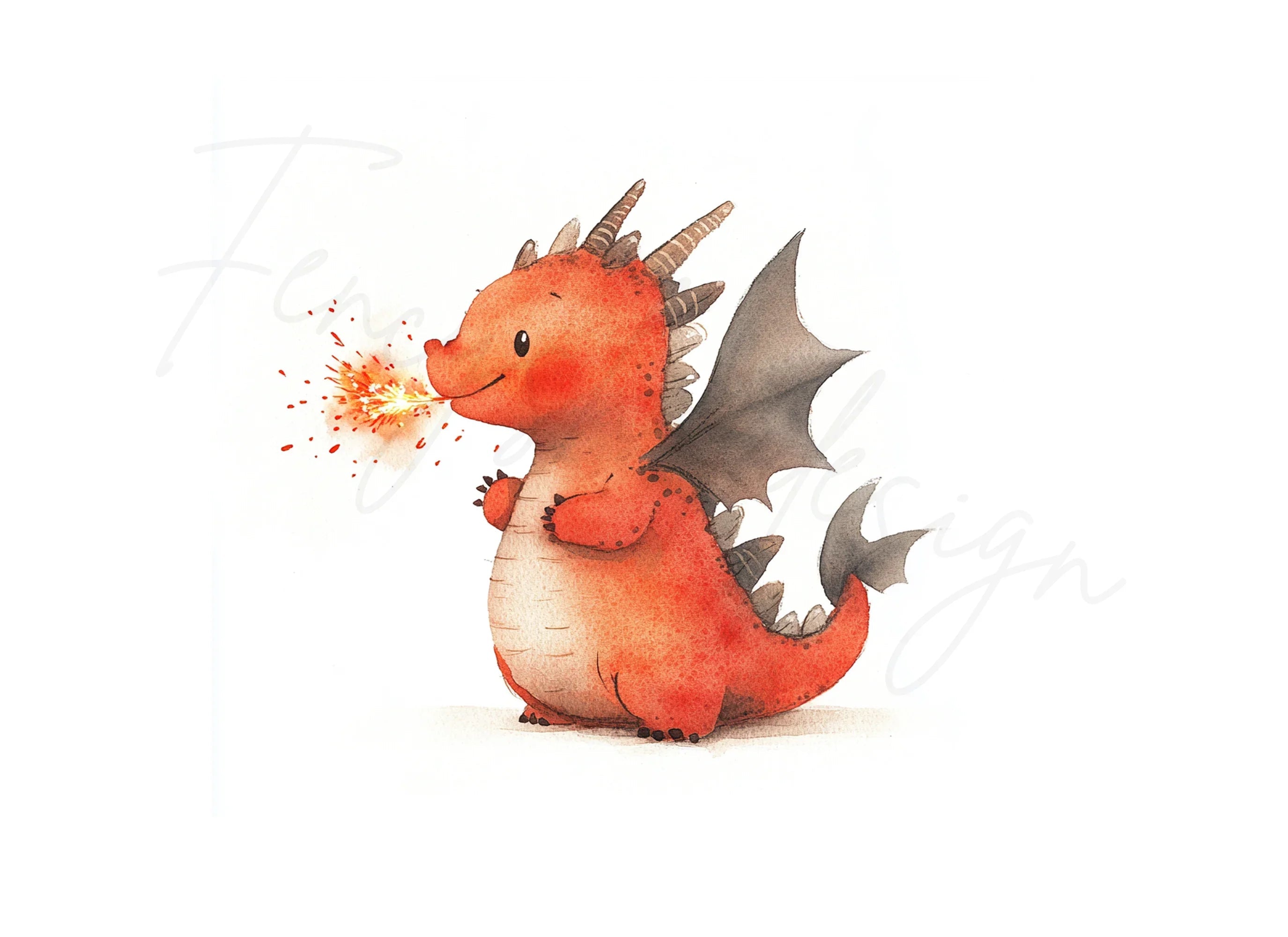 Cute Red Dragon Clipart Bundle