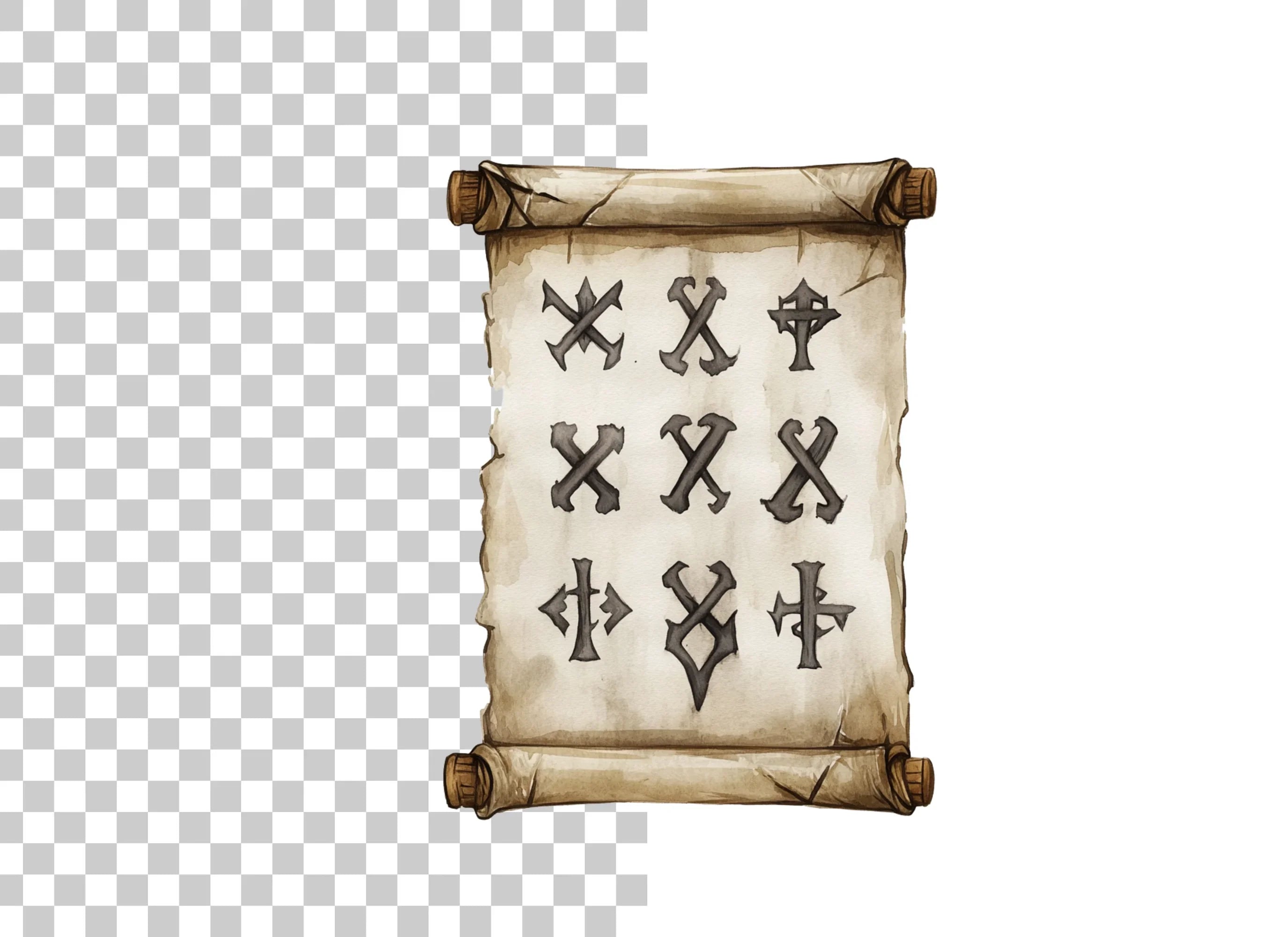 Ancient Scroll Mysterious Symbols Clipart Bundle