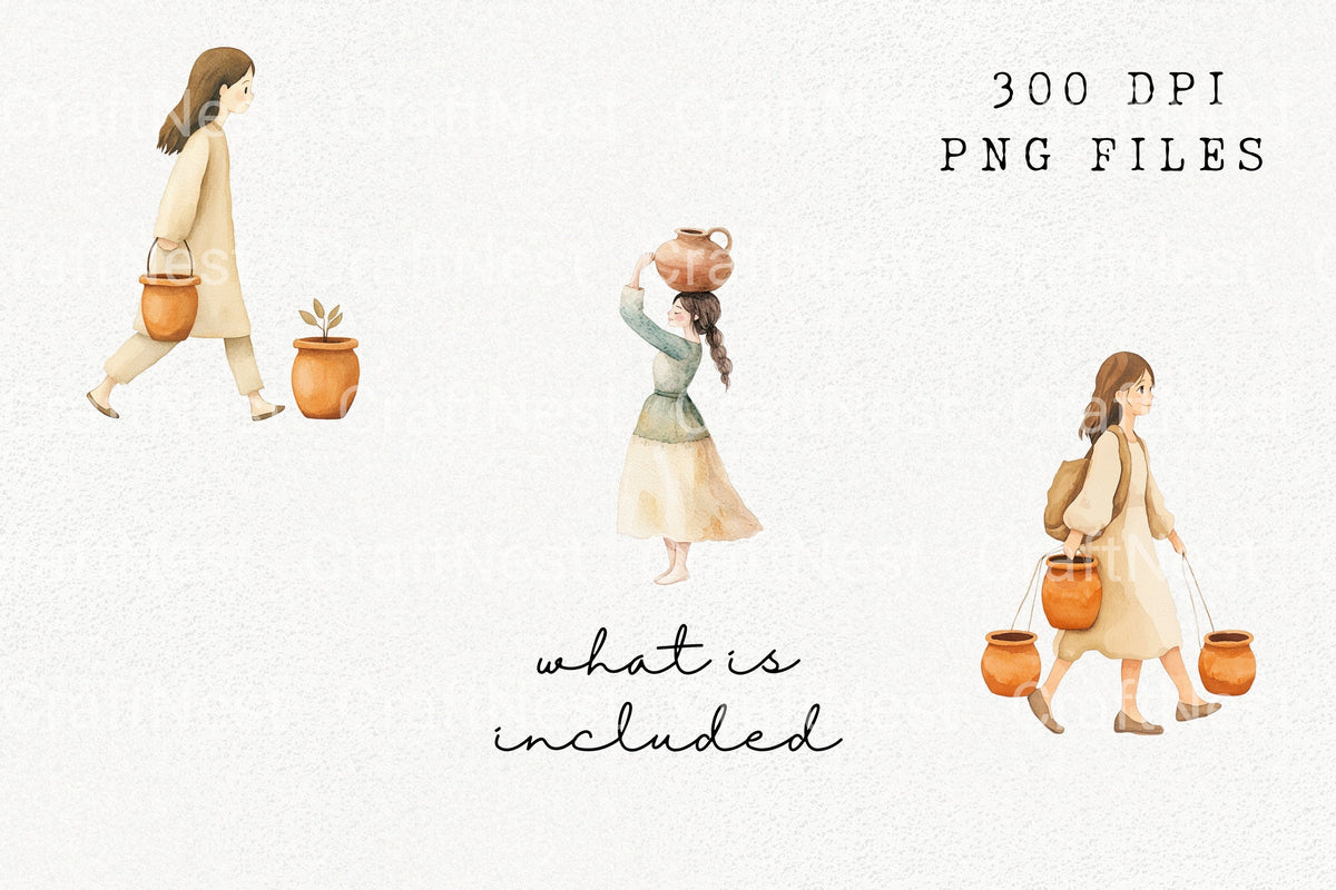 Village Girl Clipart Bundle