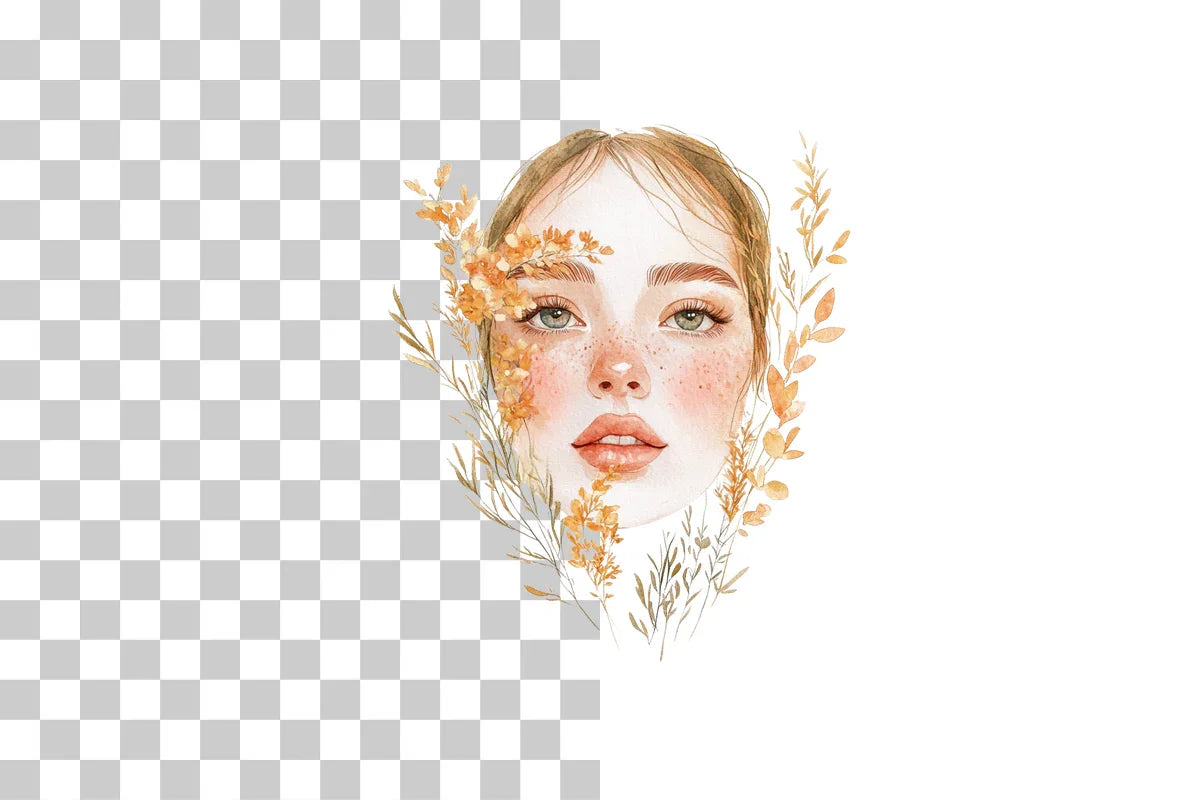 Floral Woman Face Portrait Clipart Bundle - CraftNest - Digital Crafting and Art