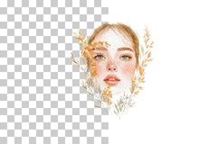 Floral Woman Face Portrait Clipart Bundle - CraftNest - Digital Crafting and Art