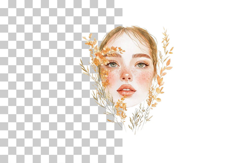 Floral Woman Face Portrait Clipart Bundle - CraftNest - Digital Crafting and Art