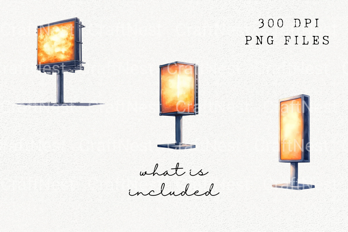 Glowing Billboard Clipart Bundle