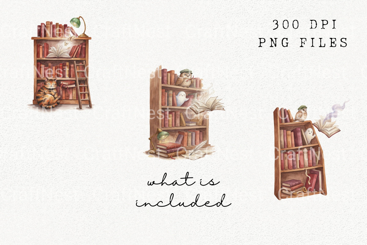 Halloween Bookshelf Spooky Clipart Planner