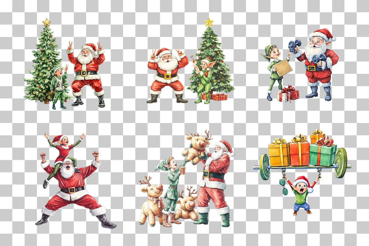 Fitness Santa and Elf Clipart Bundle - CraftNest - Digital Crafting and Art
