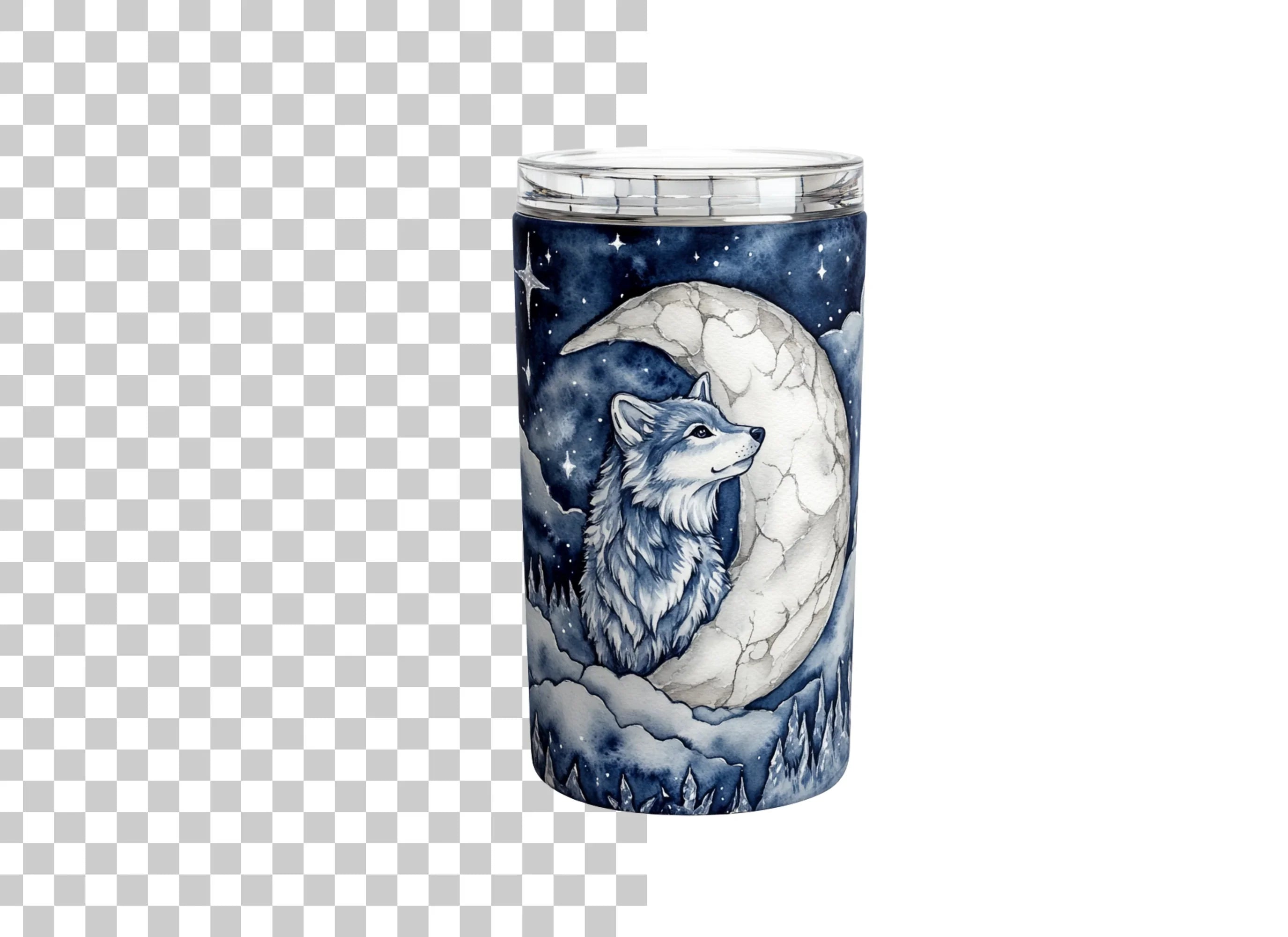Wolf and Moon Tumbler Clipart Bundle