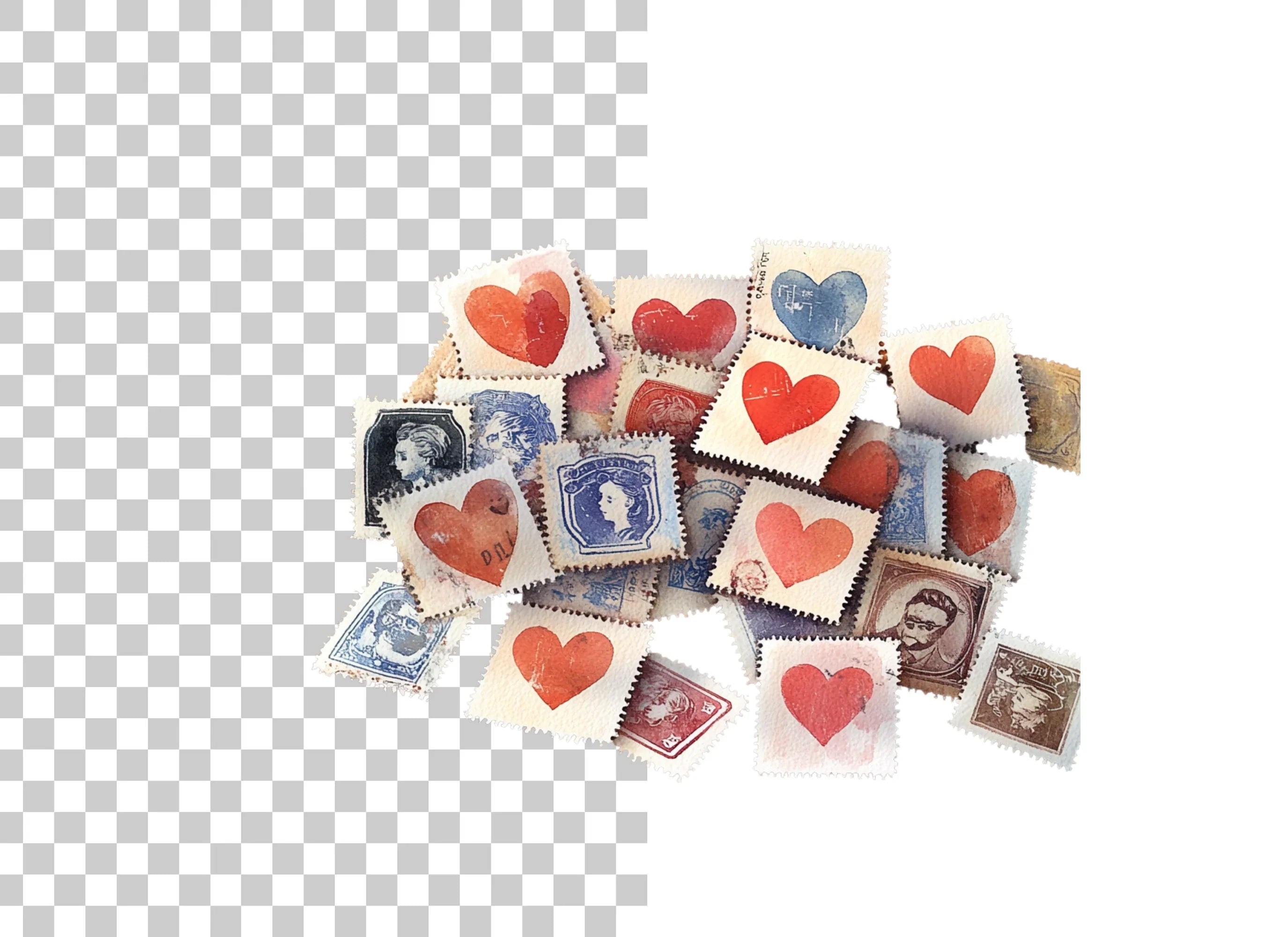 Vintage Heart Stamp Clipart Bundle