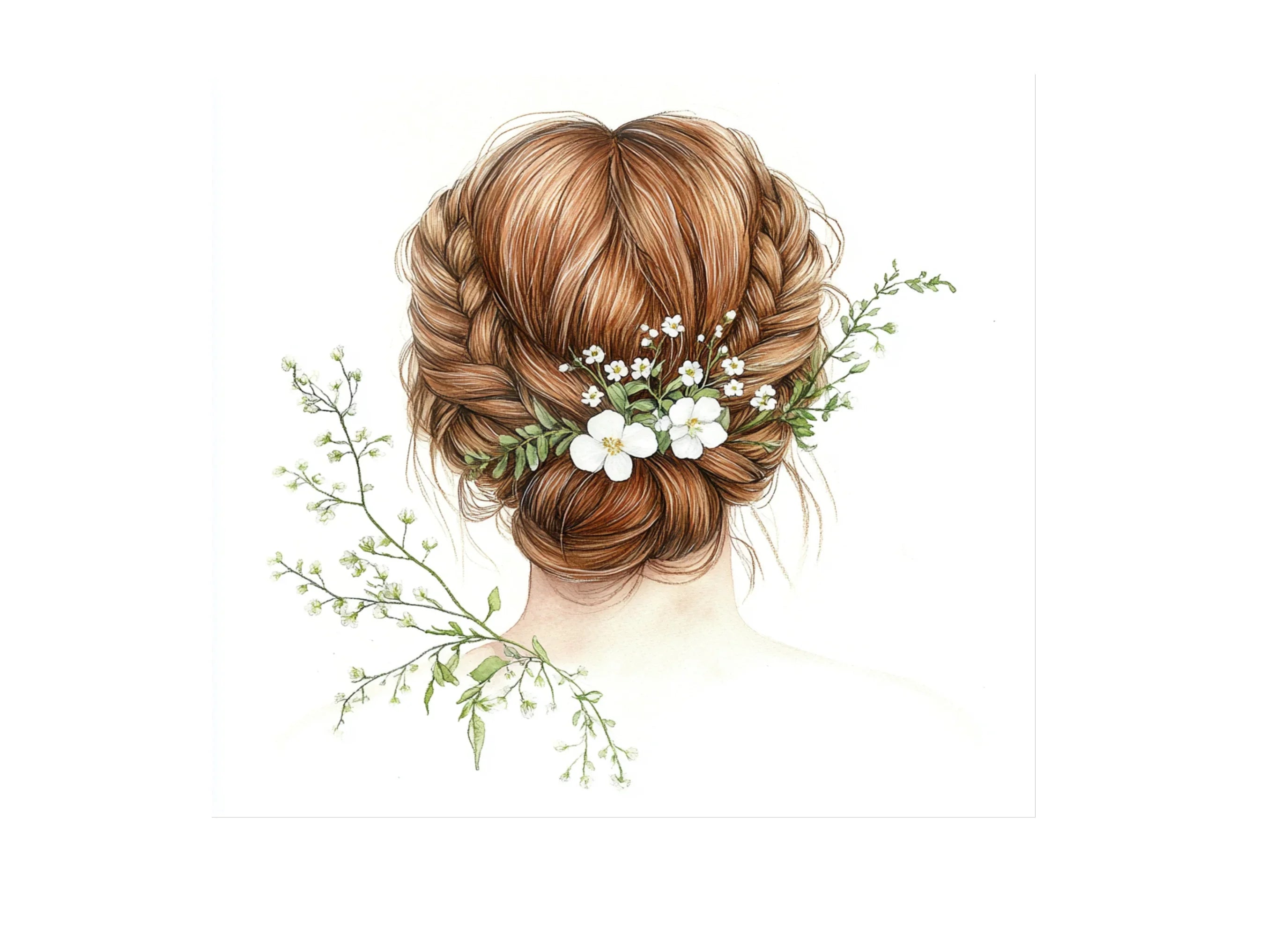 Bridal Updo Hair with Flowers Clipart Bundle