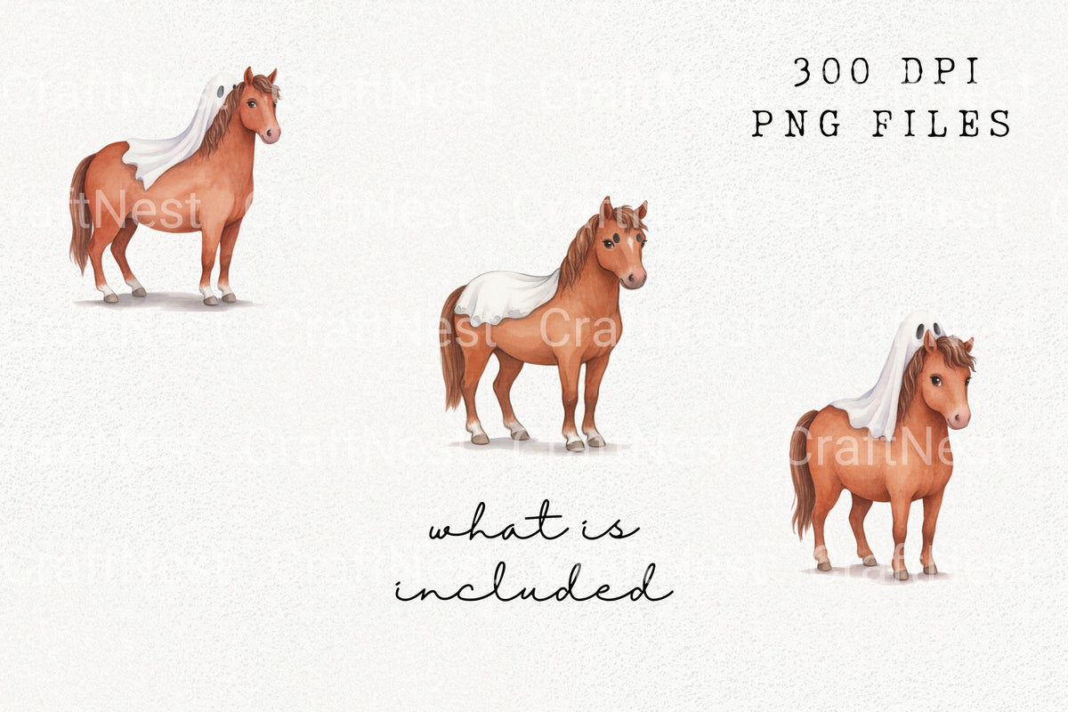 Ghost Horse Halloween Clipart Bundle