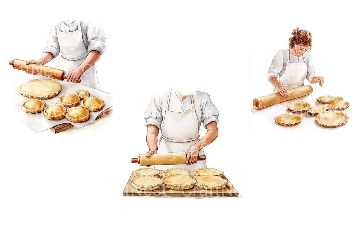 Baking Pies Homemade Dessert Scene Clipart Bundle