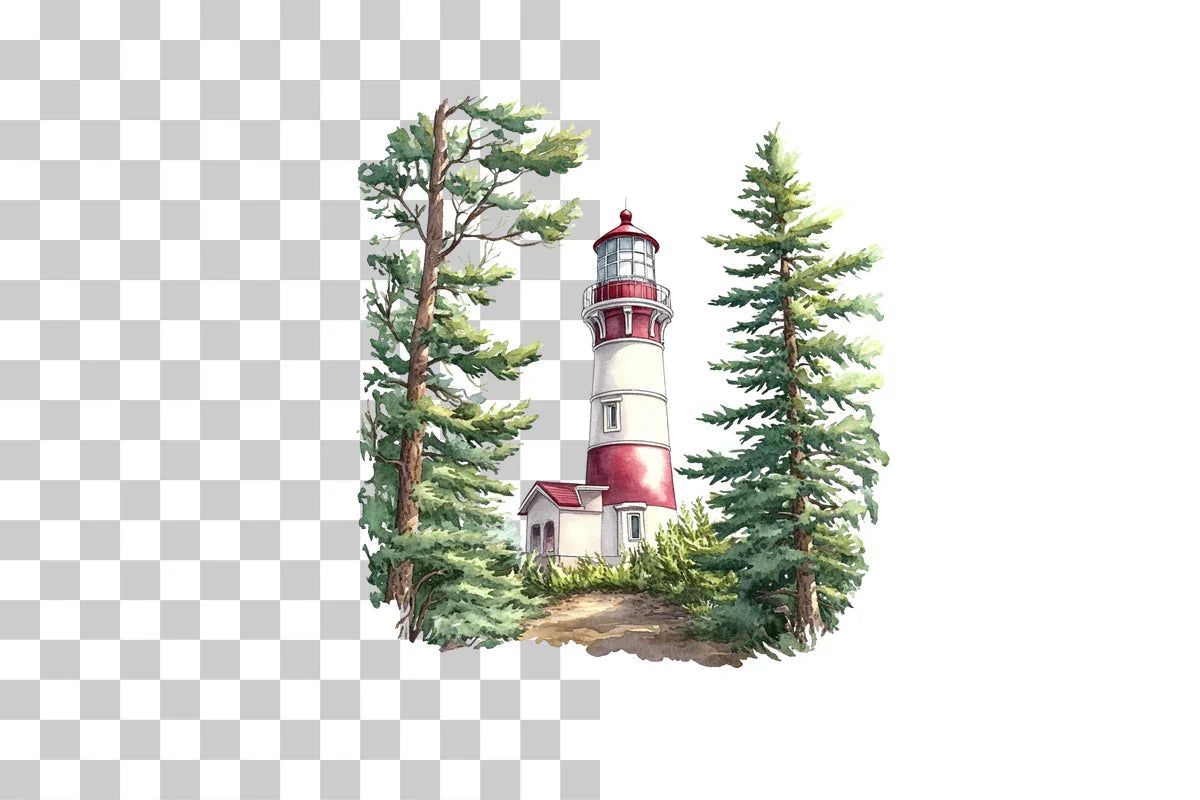 Lighthouse with Coastal Tree Frame Clipart Bundle - CraftNest - Digital Crafting and Art
