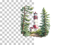 Lighthouse with Coastal Tree Frame Clipart Bundle - CraftNest - Digital Crafting and Art