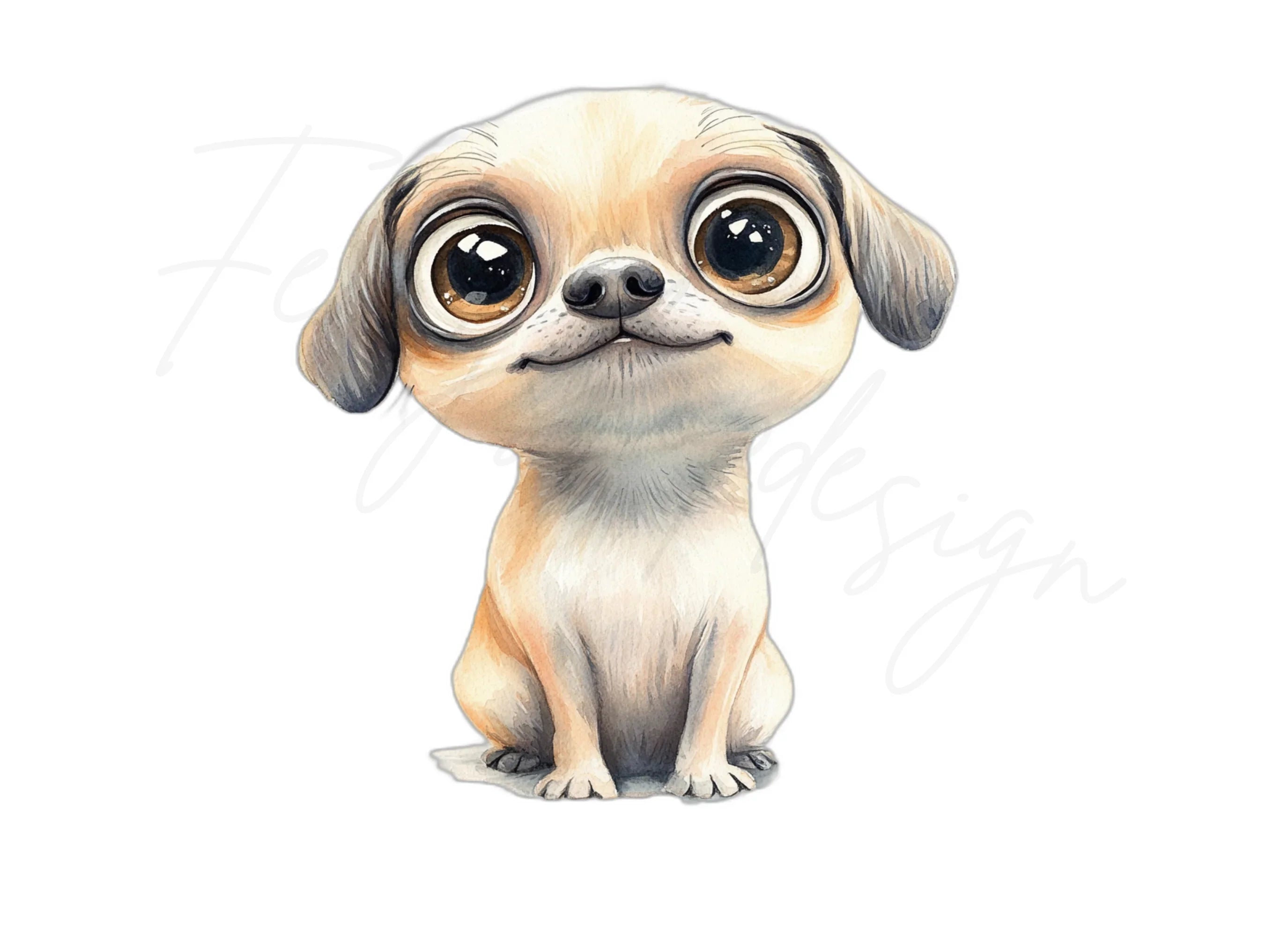 Cute Big Eyed Puppy Clipart Bundle