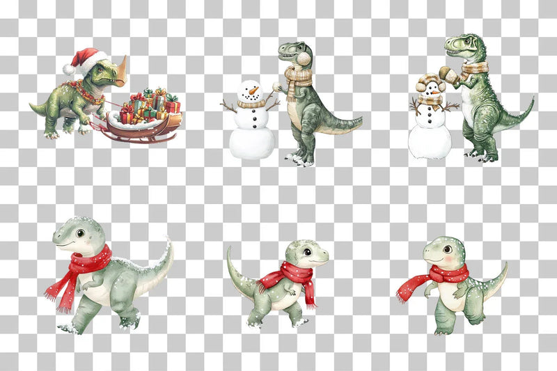 Holiday Dinosaur Clipart Bundle - CraftNest - Digital Crafting and Art