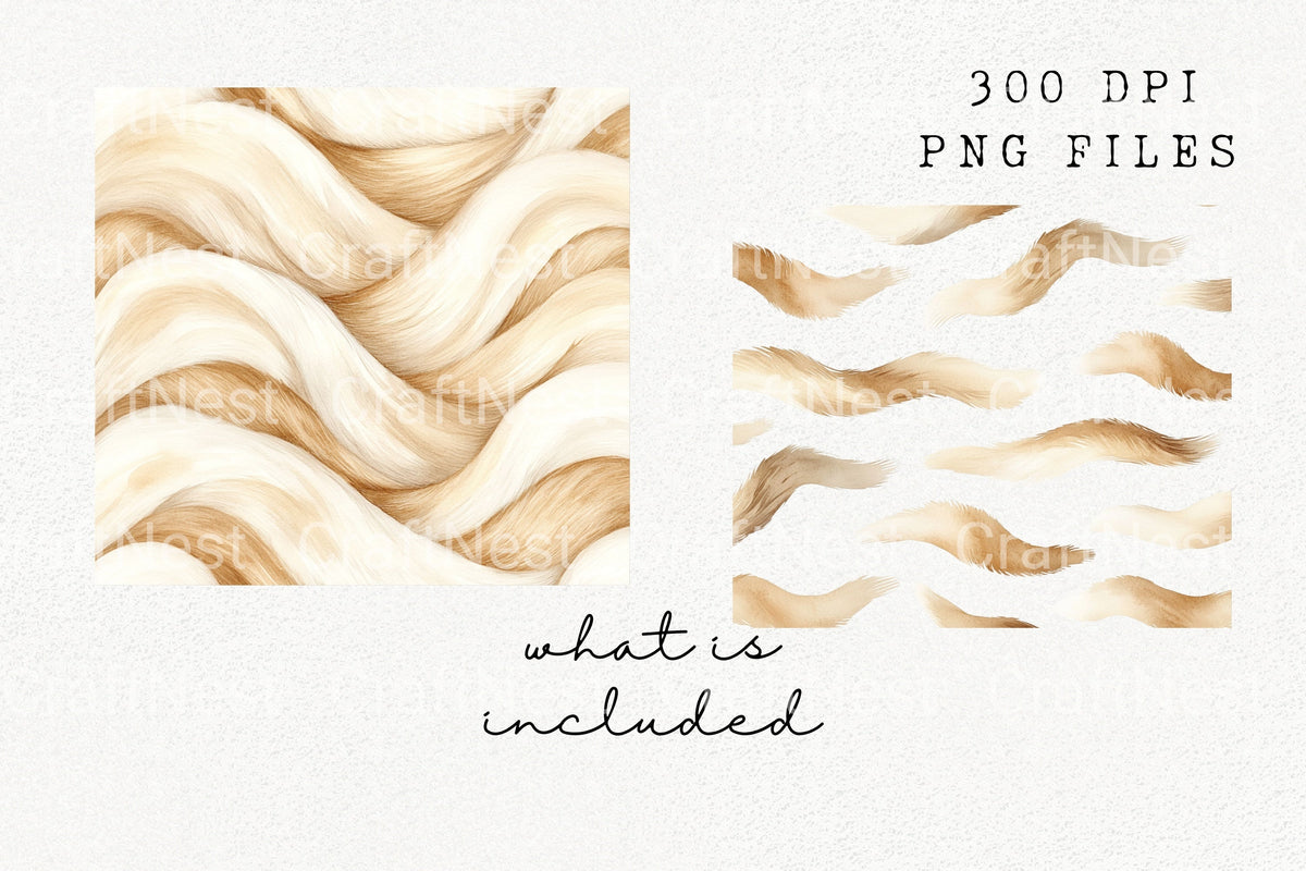Wavy Fur Texture And Tails Clipart Bundle