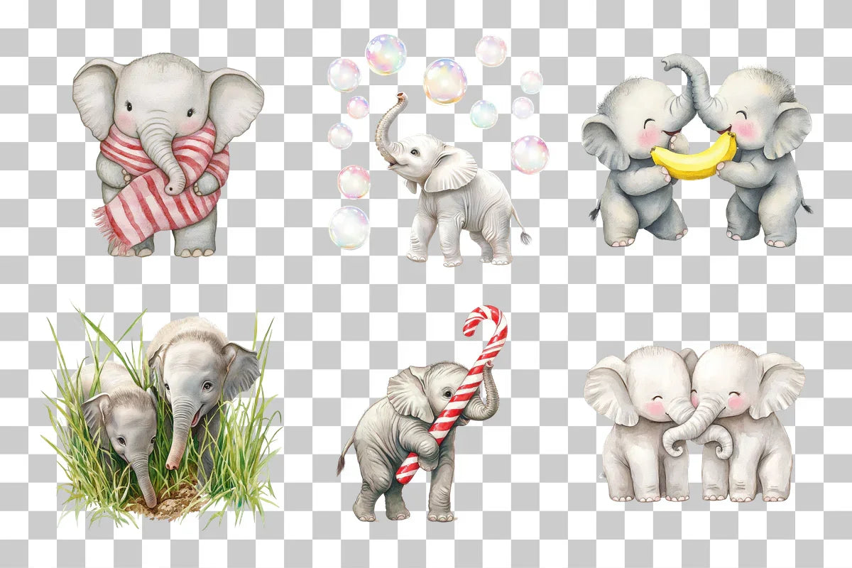 Cute Elephant Clipart Bundle - CraftNest - Digital Crafting and Art