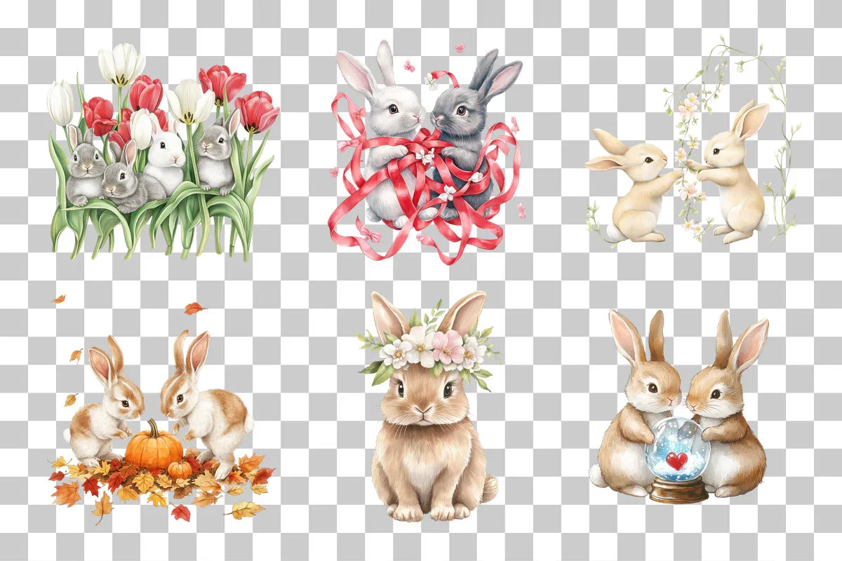 Cute Bunny Clipart Bundle - CraftNest - Digital Crafting and Art