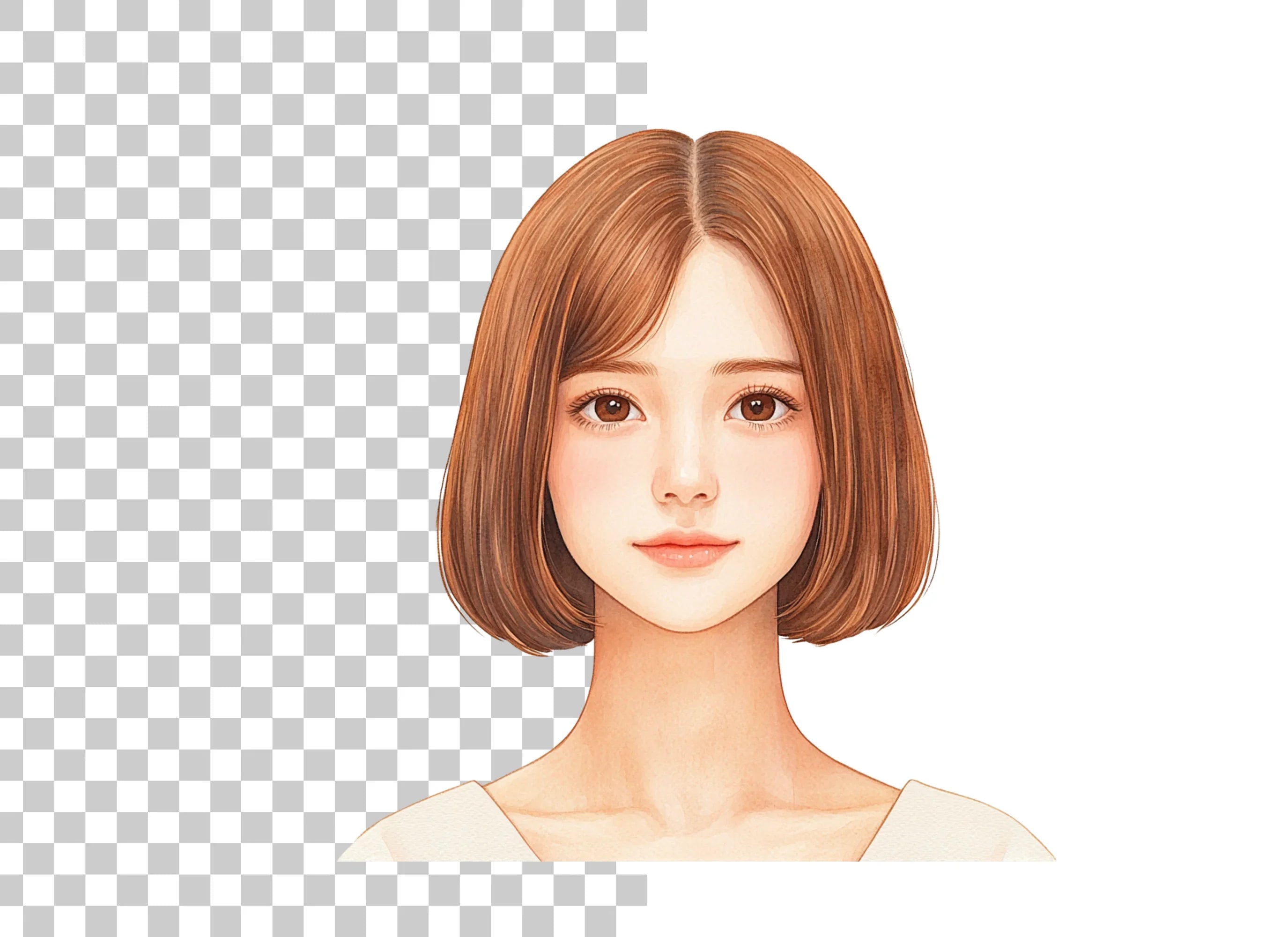 Cute Bob Haircut Girl Portrait Clipart Bundle