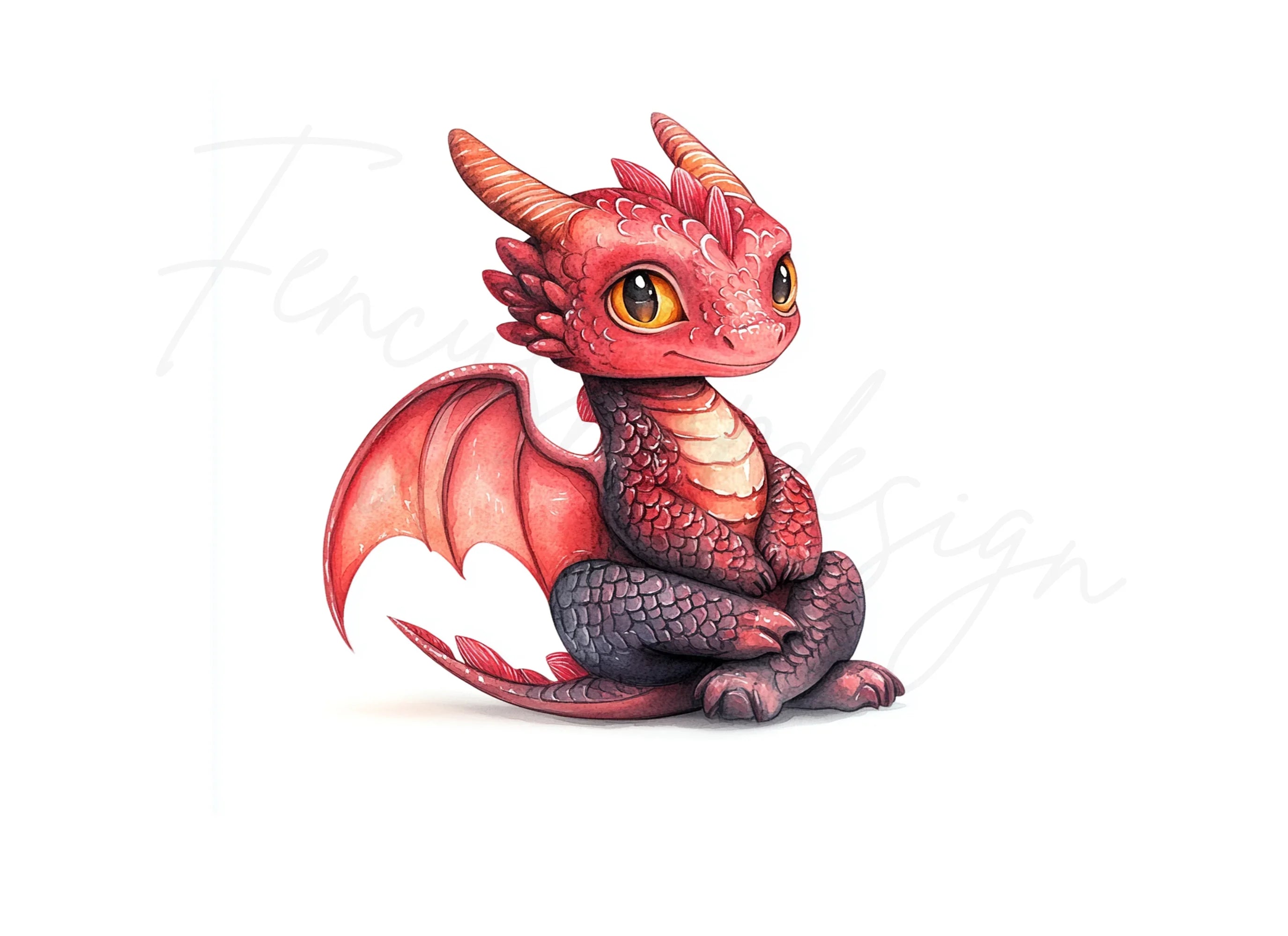 Charming Baby Red Dragon Clipart Bundle