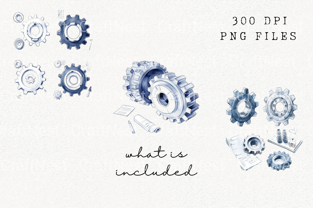 Engineering Gears Clipart Bundle