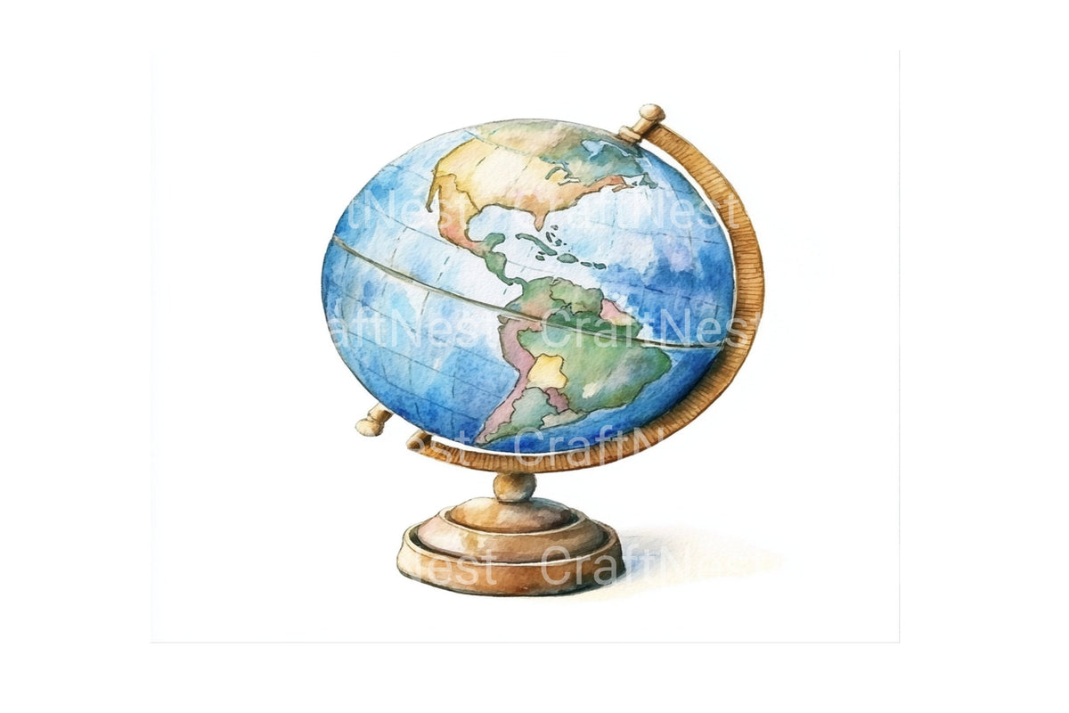 Vintage Globe World Map Illustrations Clipart Bundle