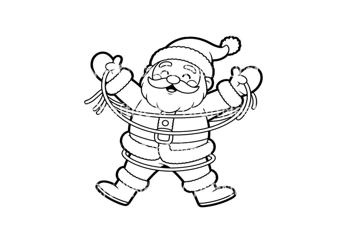 Santa Claus Stuck in Christmas Lights Coloring Books