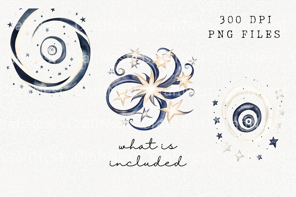 Starburst And Swirls Clipart Bundle