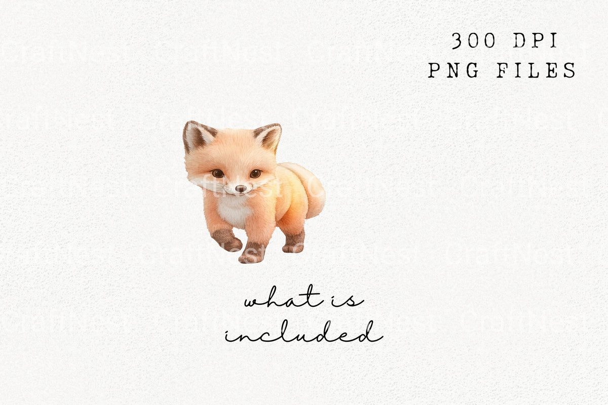 Sweet Baby Fox Clipart Bundle