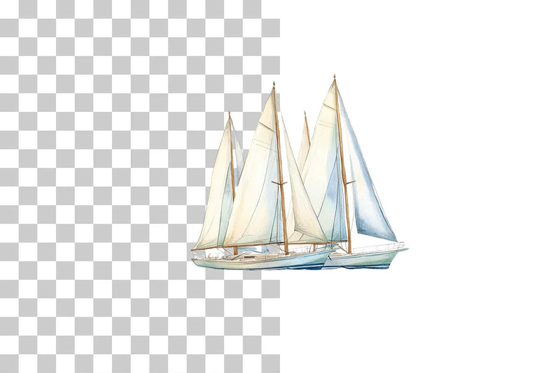 Sailboat Regatta Nautical Scene Clipart Bundle - CraftNest - Digital Crafting and Art
