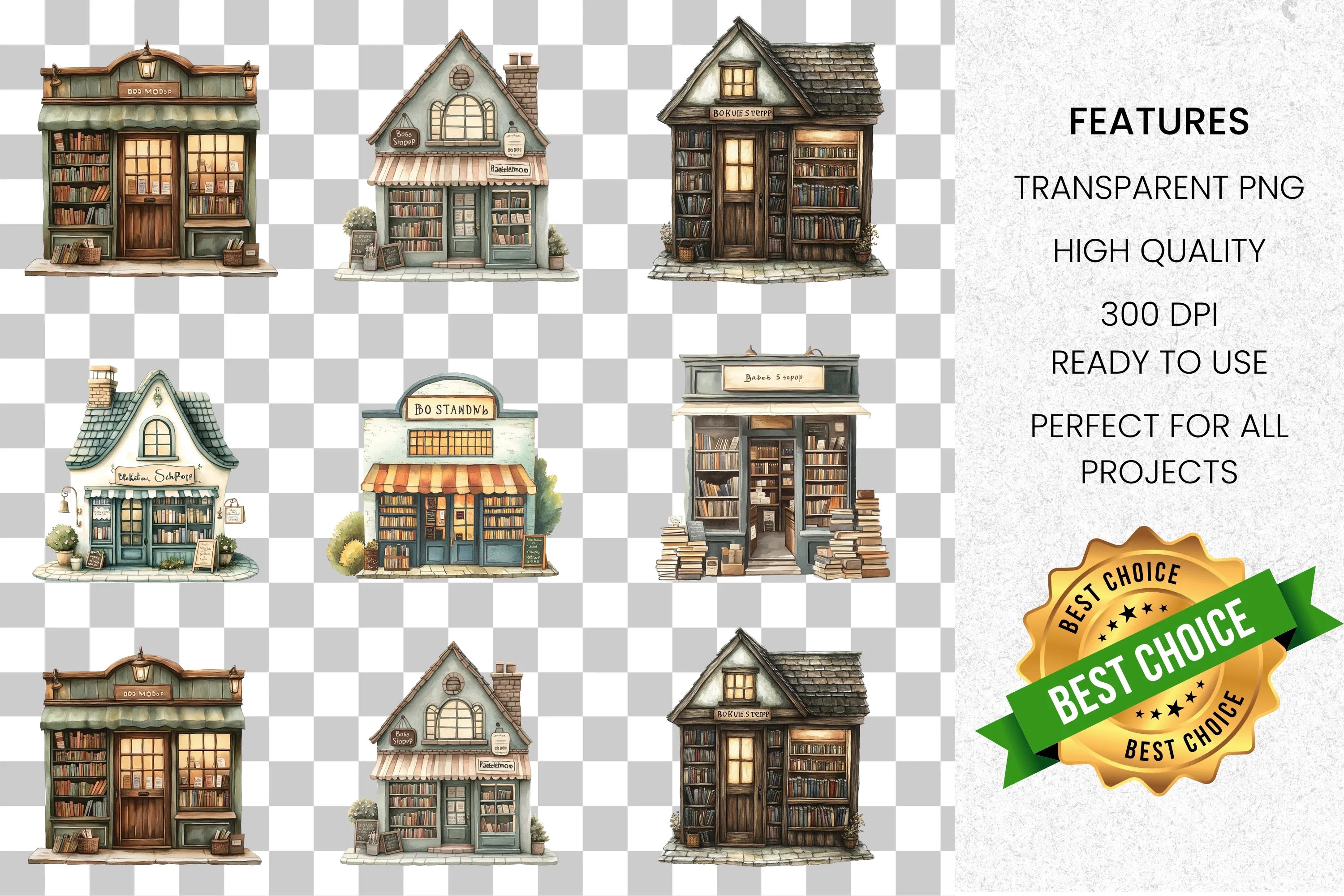 Cozy Bookshop Clipart Bundle